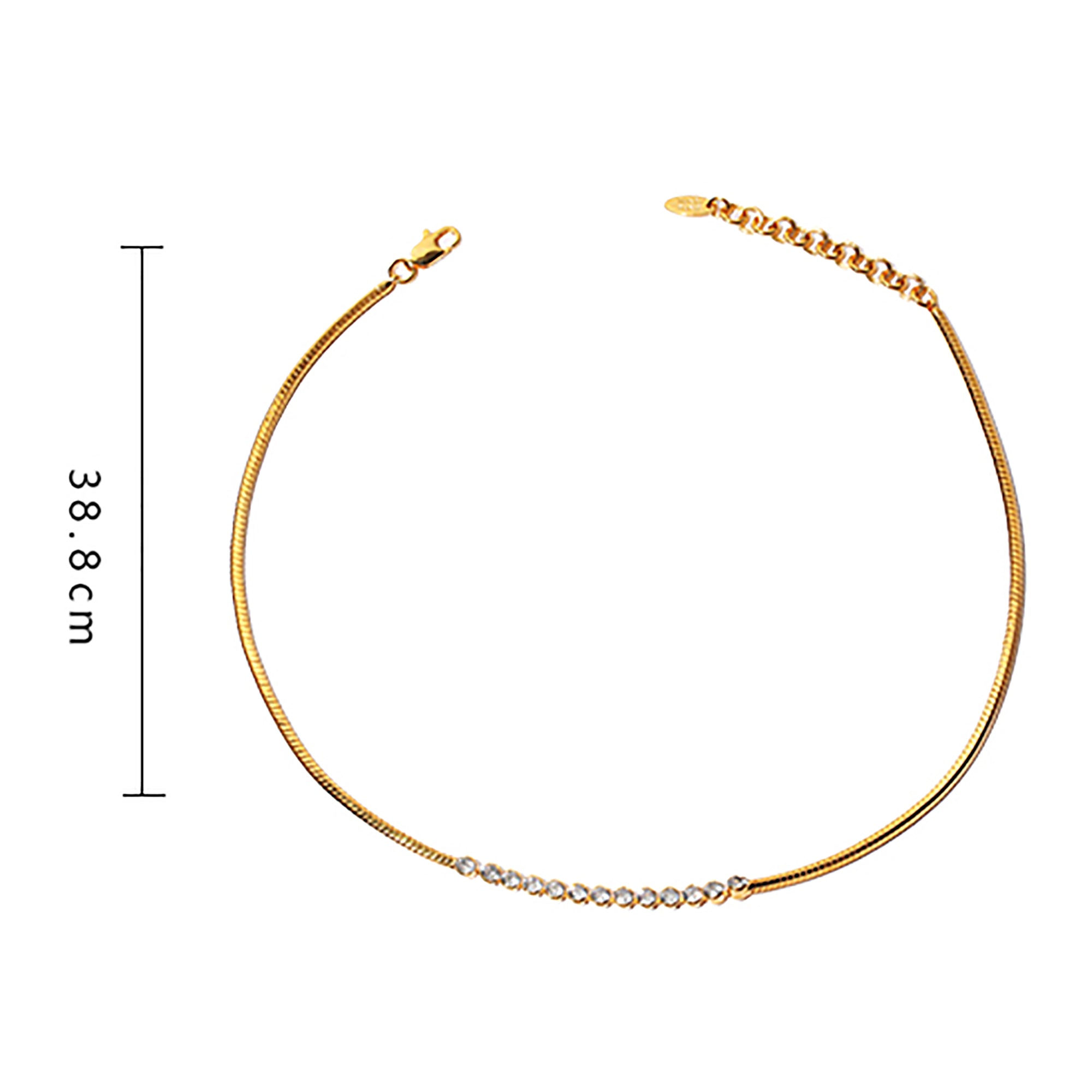 18K Gold Plated Round CZ Choker Necklace