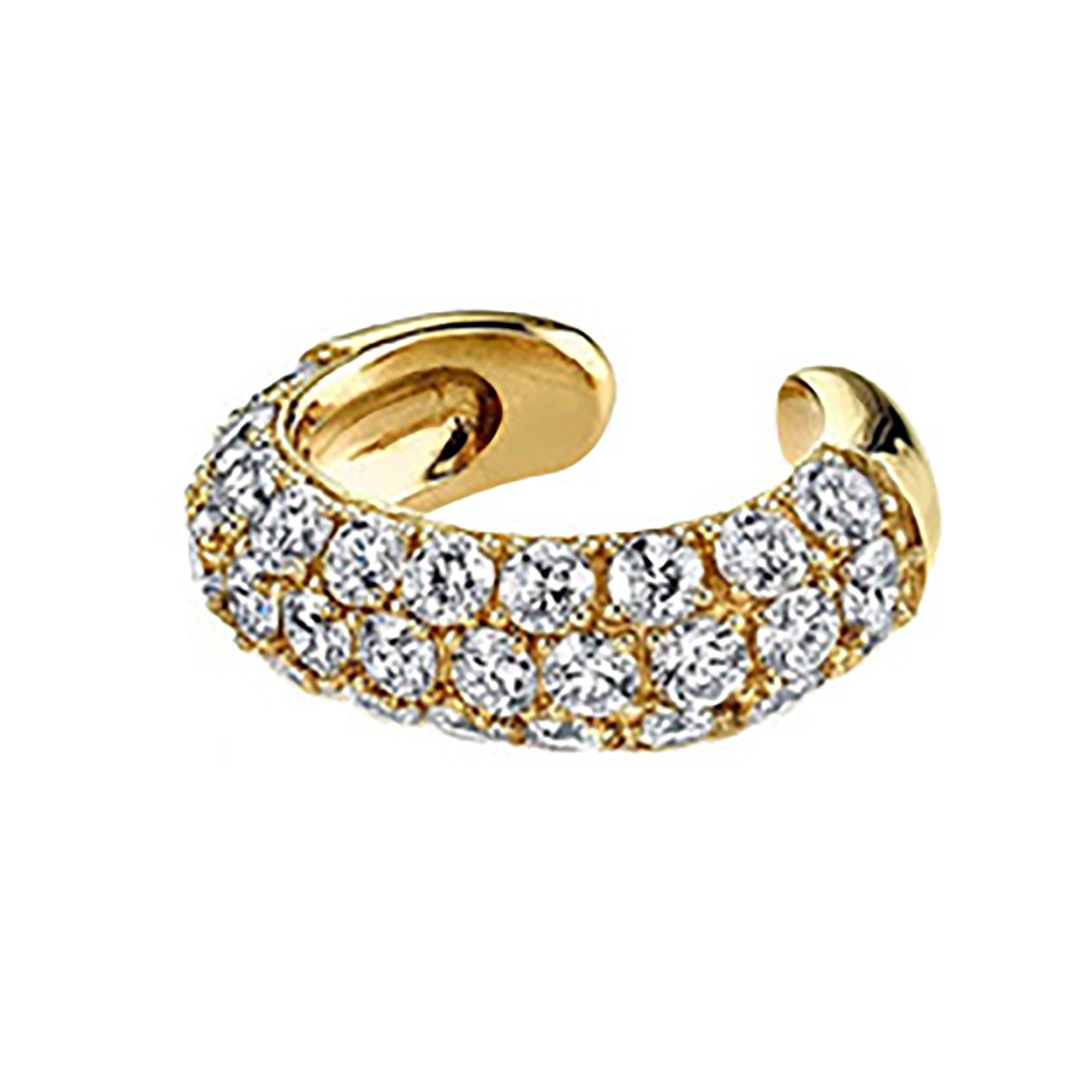 18K Gold Simple CZ EarCuff Hoop Earrings