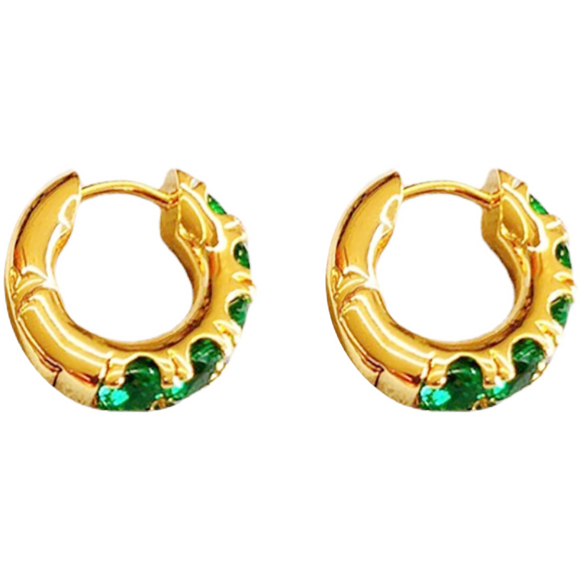 18K Gold CZ Hoop Earrings