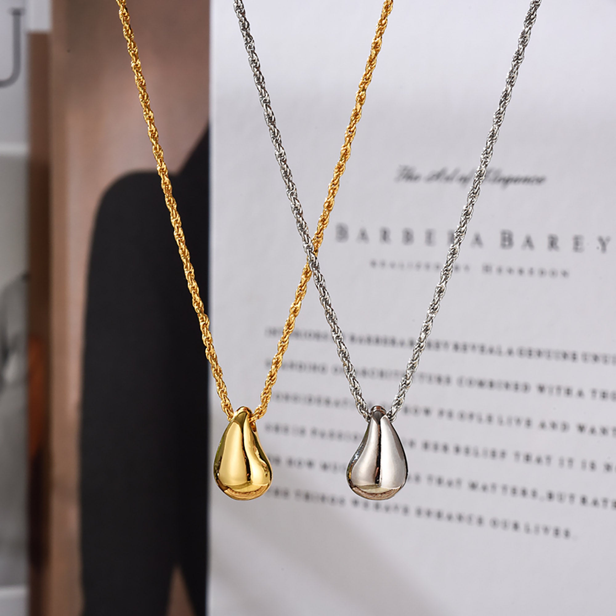 Gold Plated Teardrop Pendant Necklace