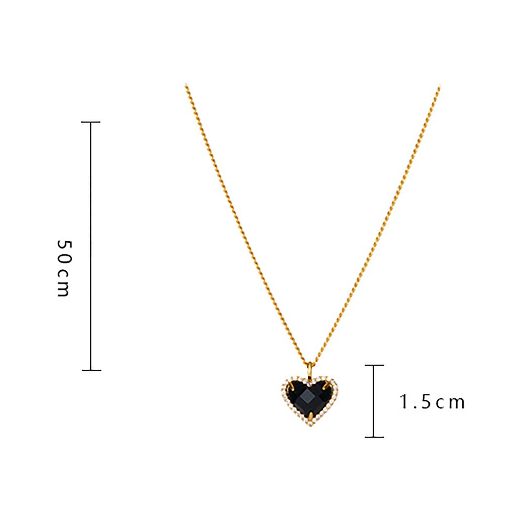 18K Gold Plated Heart Gem Pendant Necklace