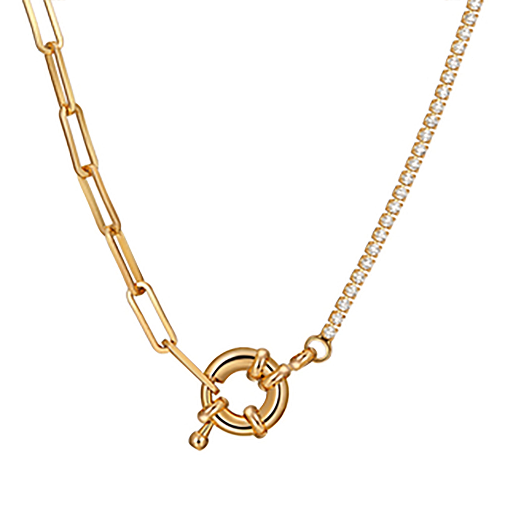 18K Gold Plated CZ Asymmetry Necklace