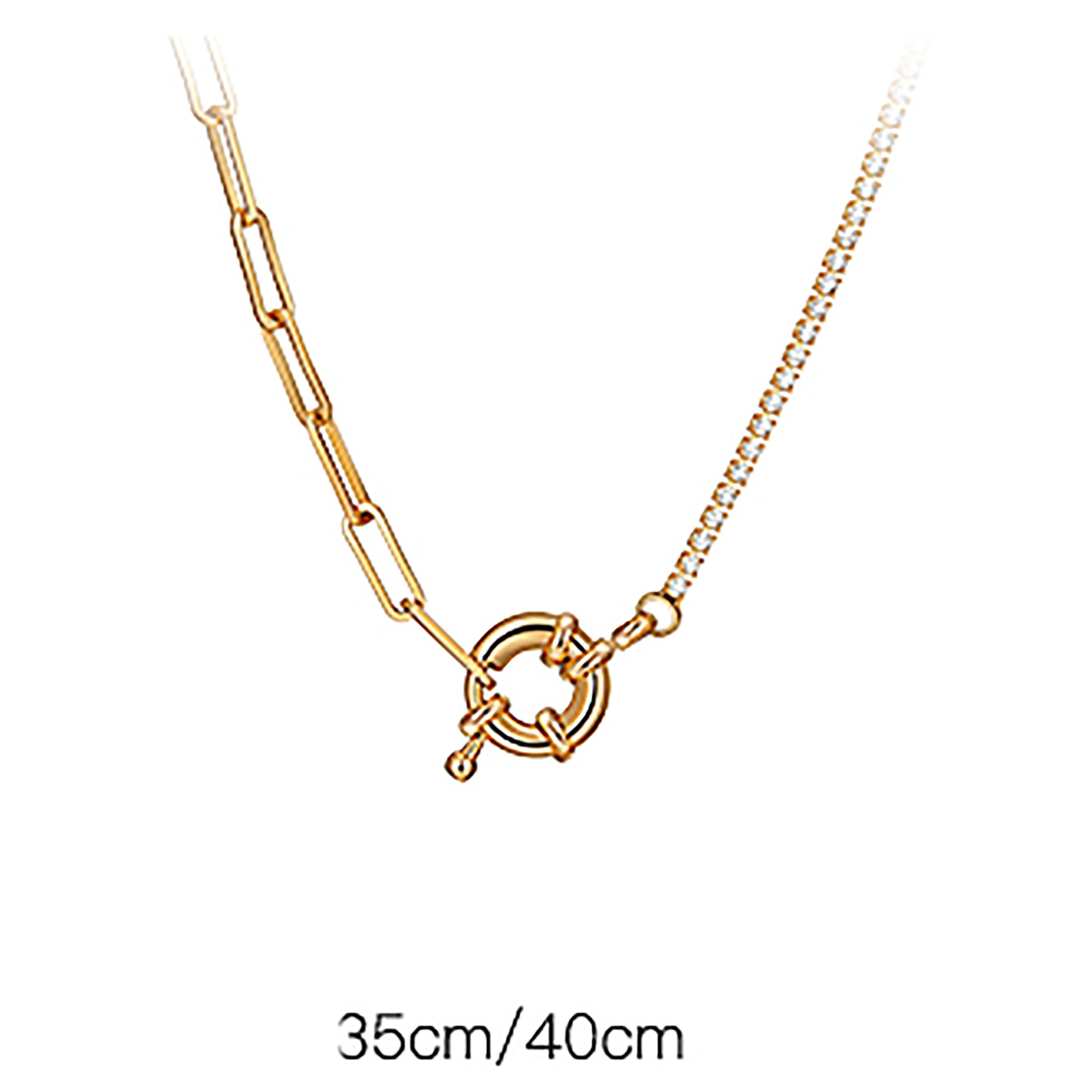 18K Gold Plated CZ Asymmetry Necklace