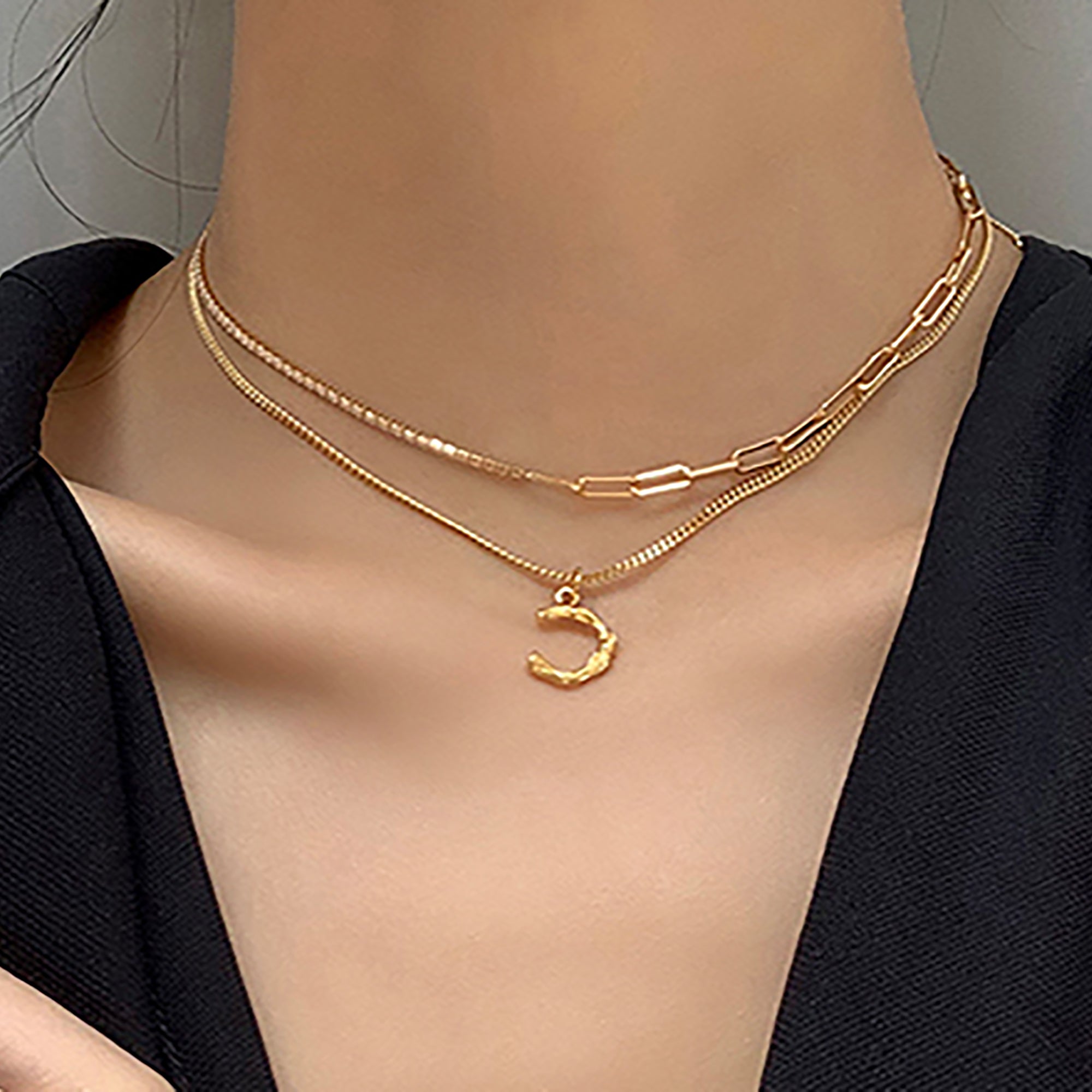 18K Gold Plated CZ Asymmetry Necklace