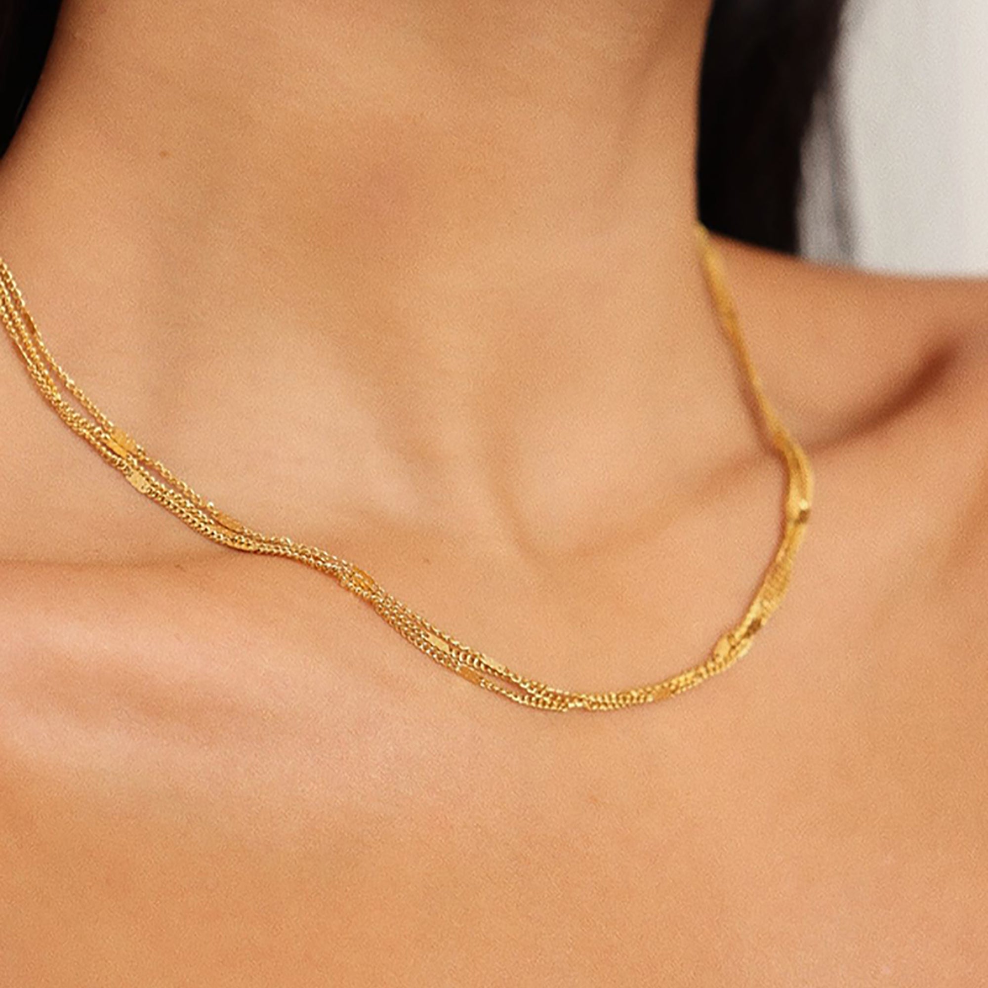 Gold Plated Layered Necklace Valentine Day Gift