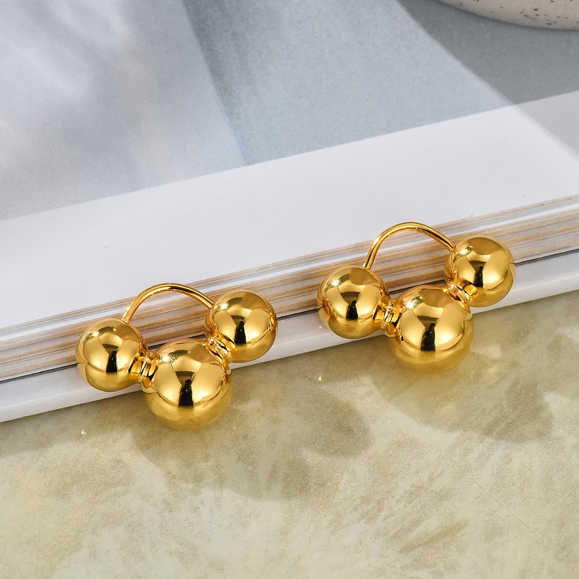 Gold Plated Metal Ball Hoop Earrings Valentine Day Gift