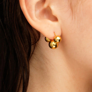 Gold Plated Metal Ball Hoop Earrings Valentine Day Gift