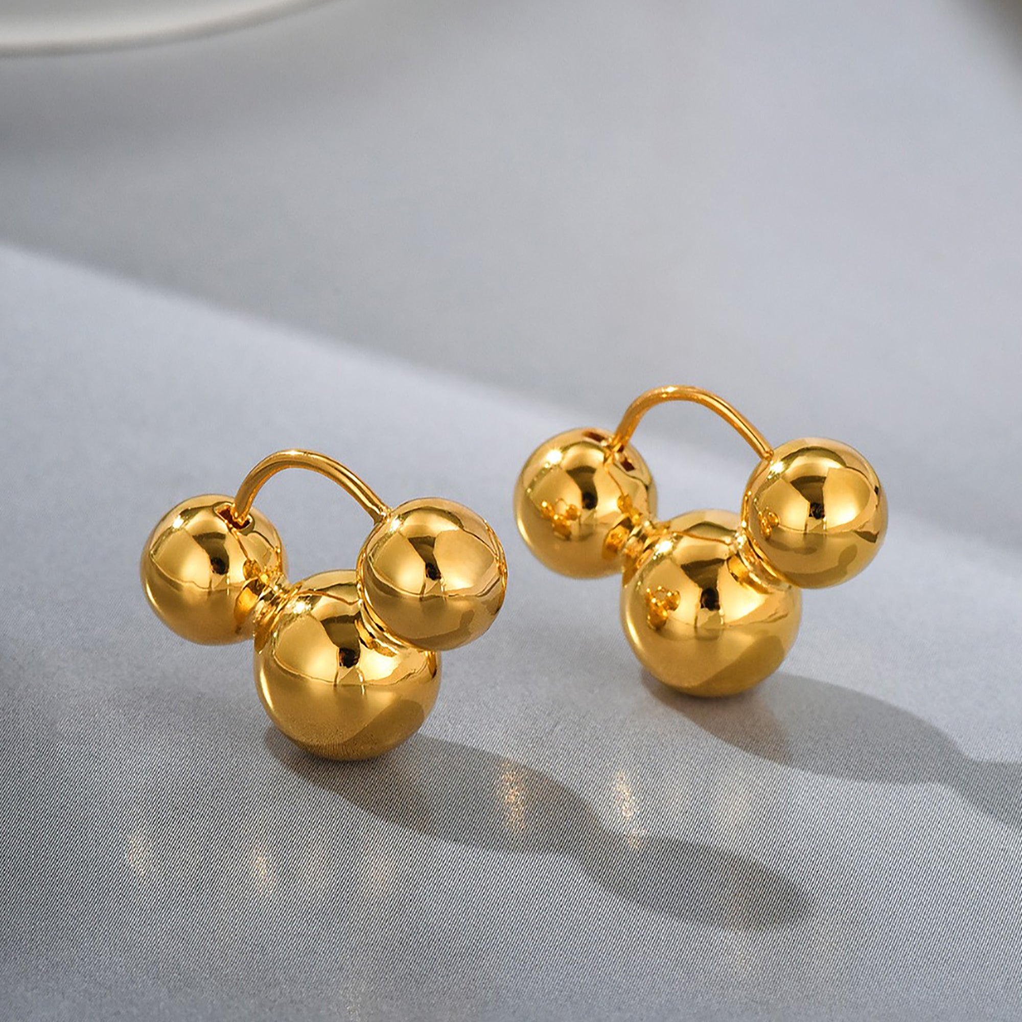 Gold Plated Metal Ball Hoop Earrings Valentine Day Gift