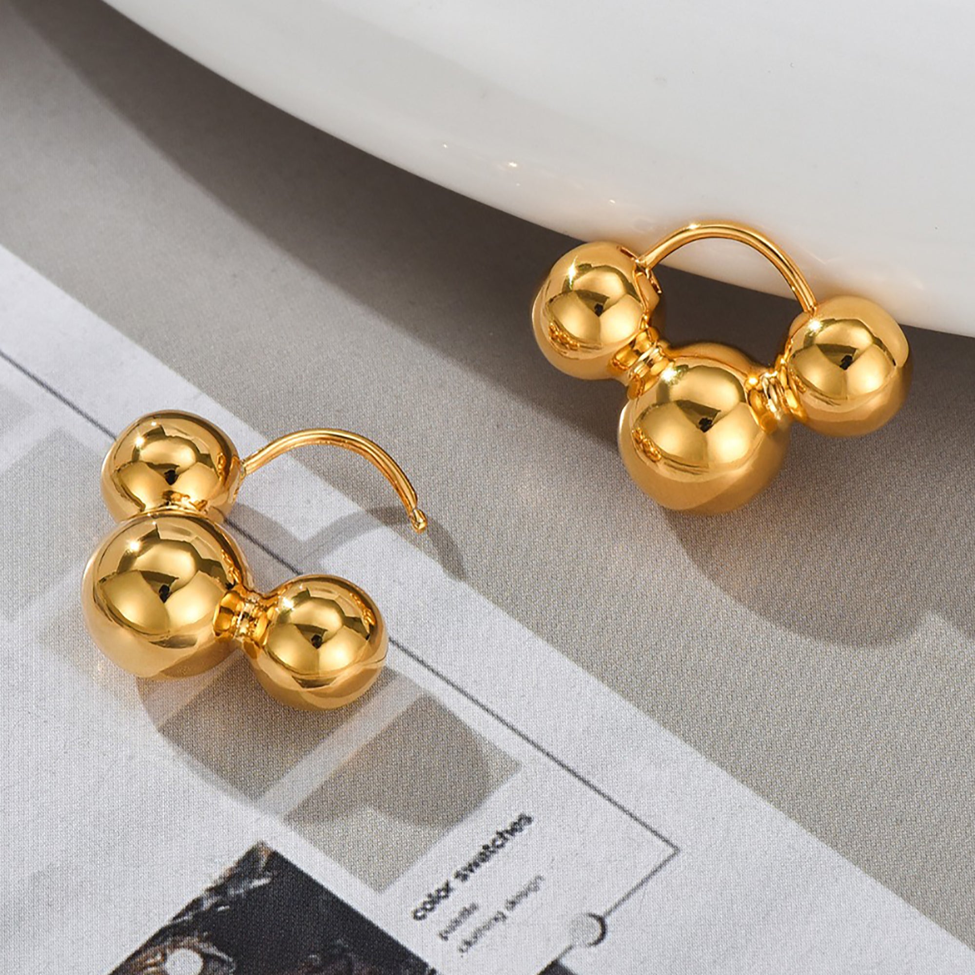 Gold Plated Metal Ball Hoop Earrings Valentine Day Gift