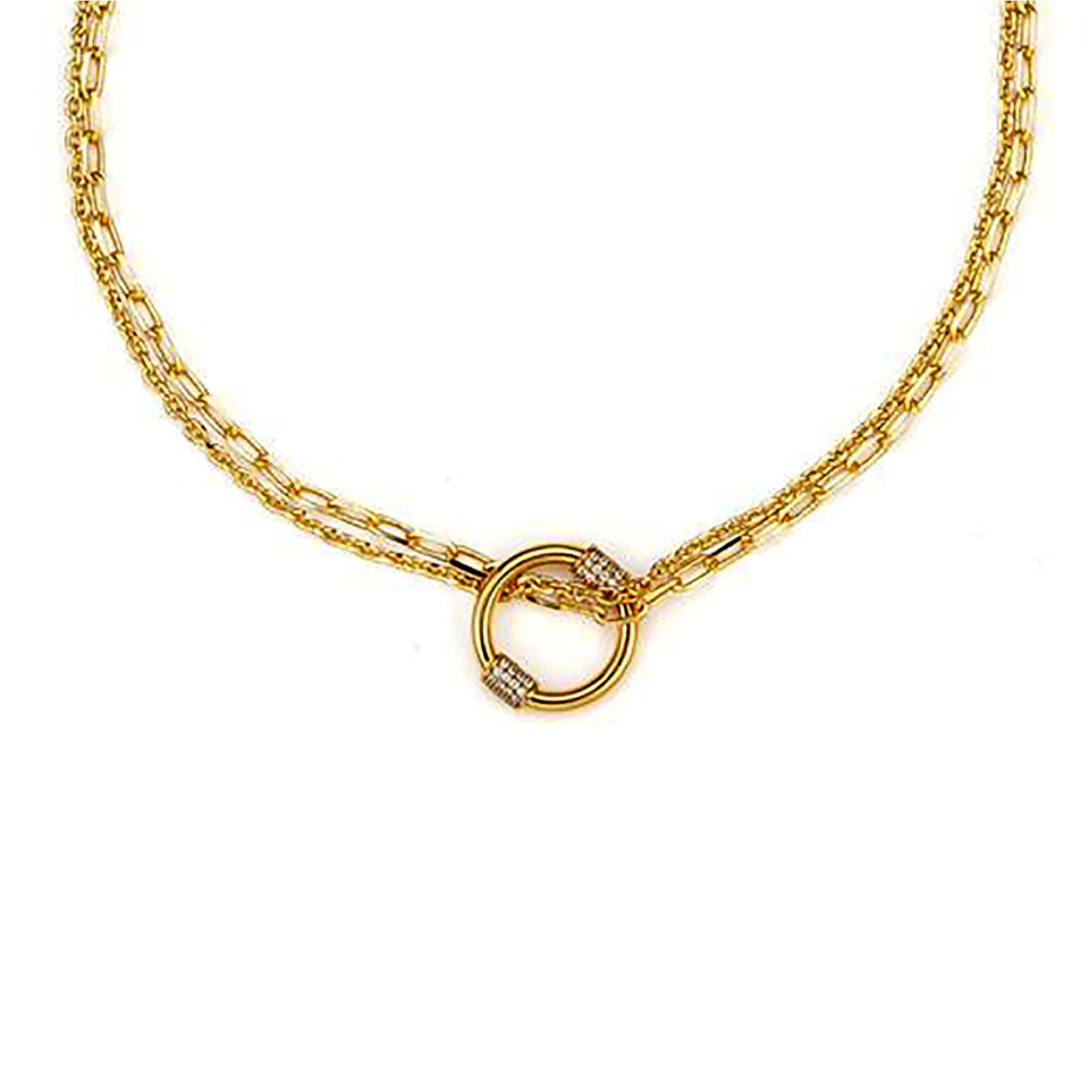 Gold Plated w/ CZ Buckle Necklace Valentine Day Gift