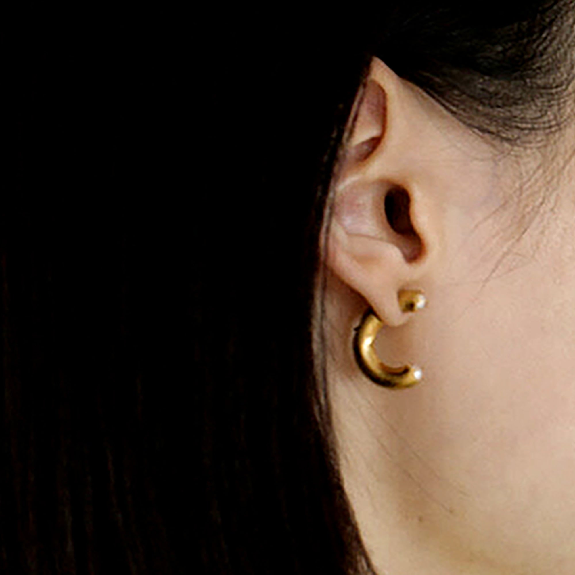 Gold Plated Pearl Double Side Hoop Earrings Valentine Day Gift