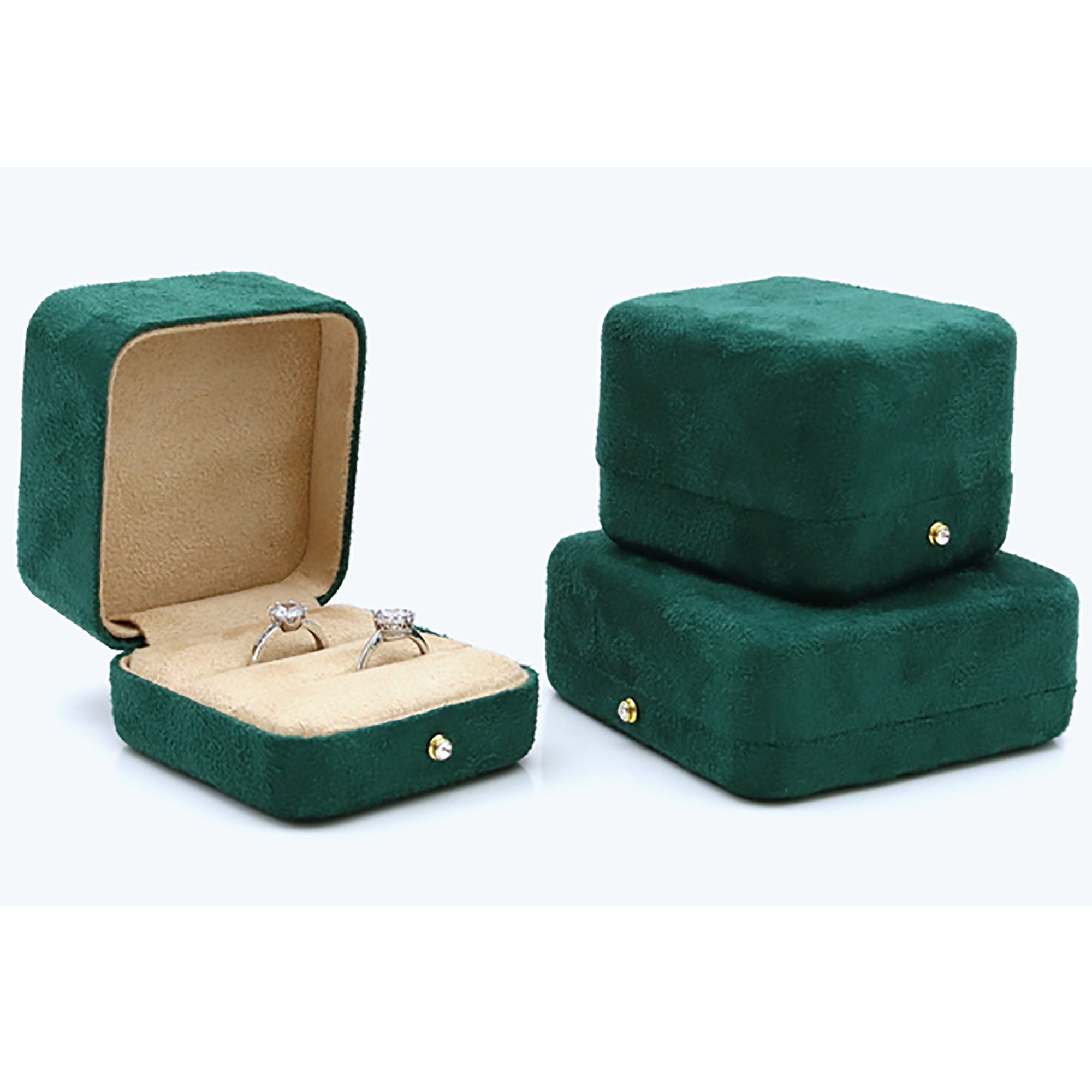 Green Velvet Jewelry Box / Gift Box Vintage Gift Home Deco Decoration Design