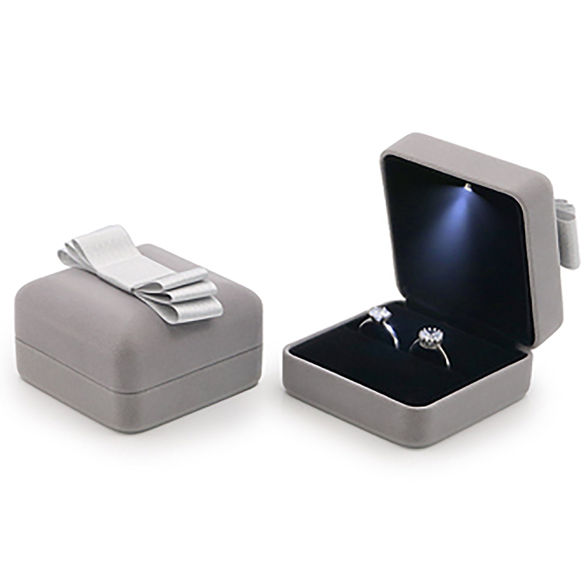 LED Light Grey Velvet Jewelry Box / Gift Box Vintage Gift Home Deco Decoration Design