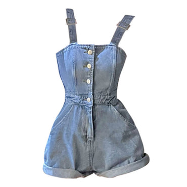 Everyday Blue Denim Short Sleeves Romper / Jumpsuit