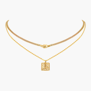 18K Gold Plated Layered Pendant Necklace