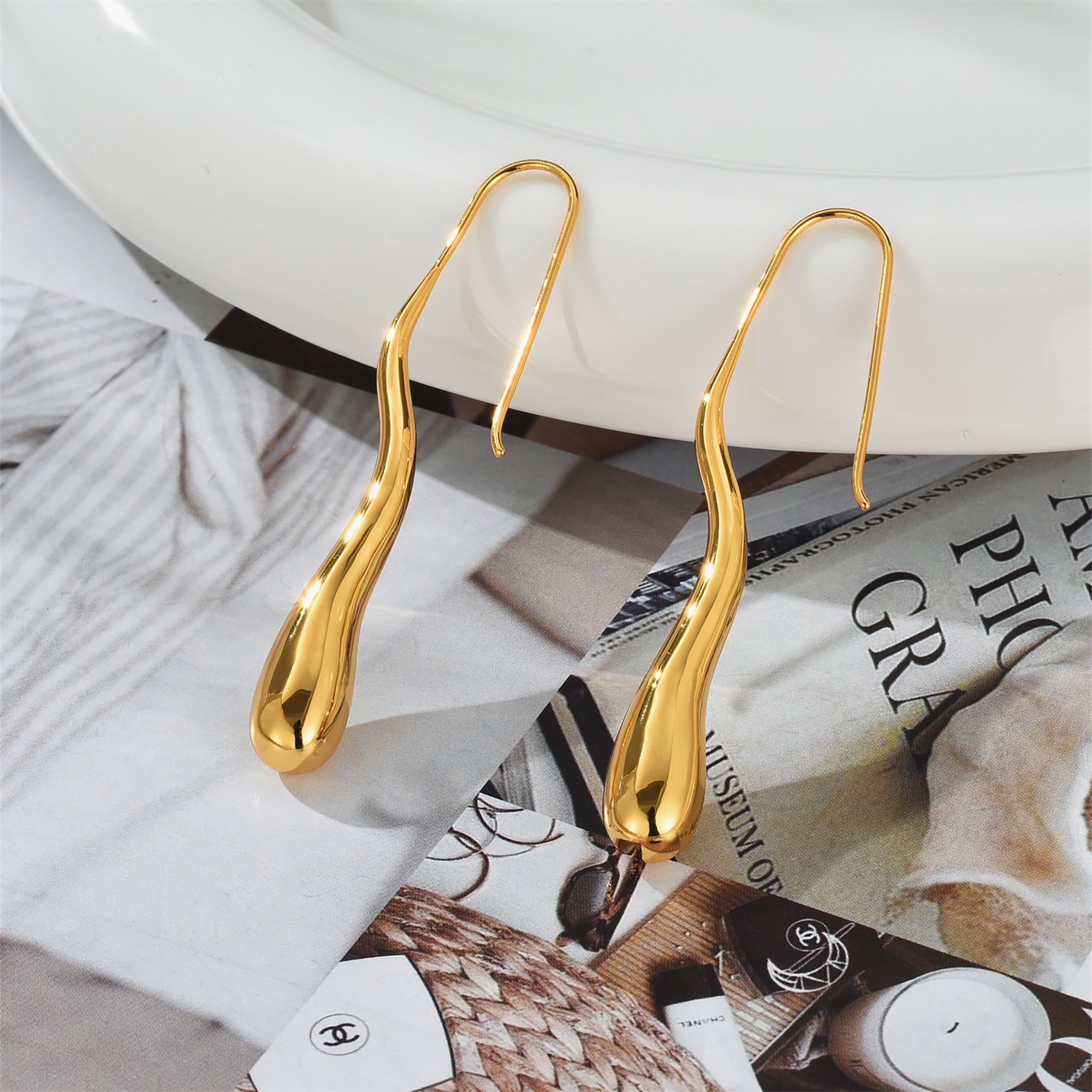 Gold Plated Bar Earrings Valentine Day Gift