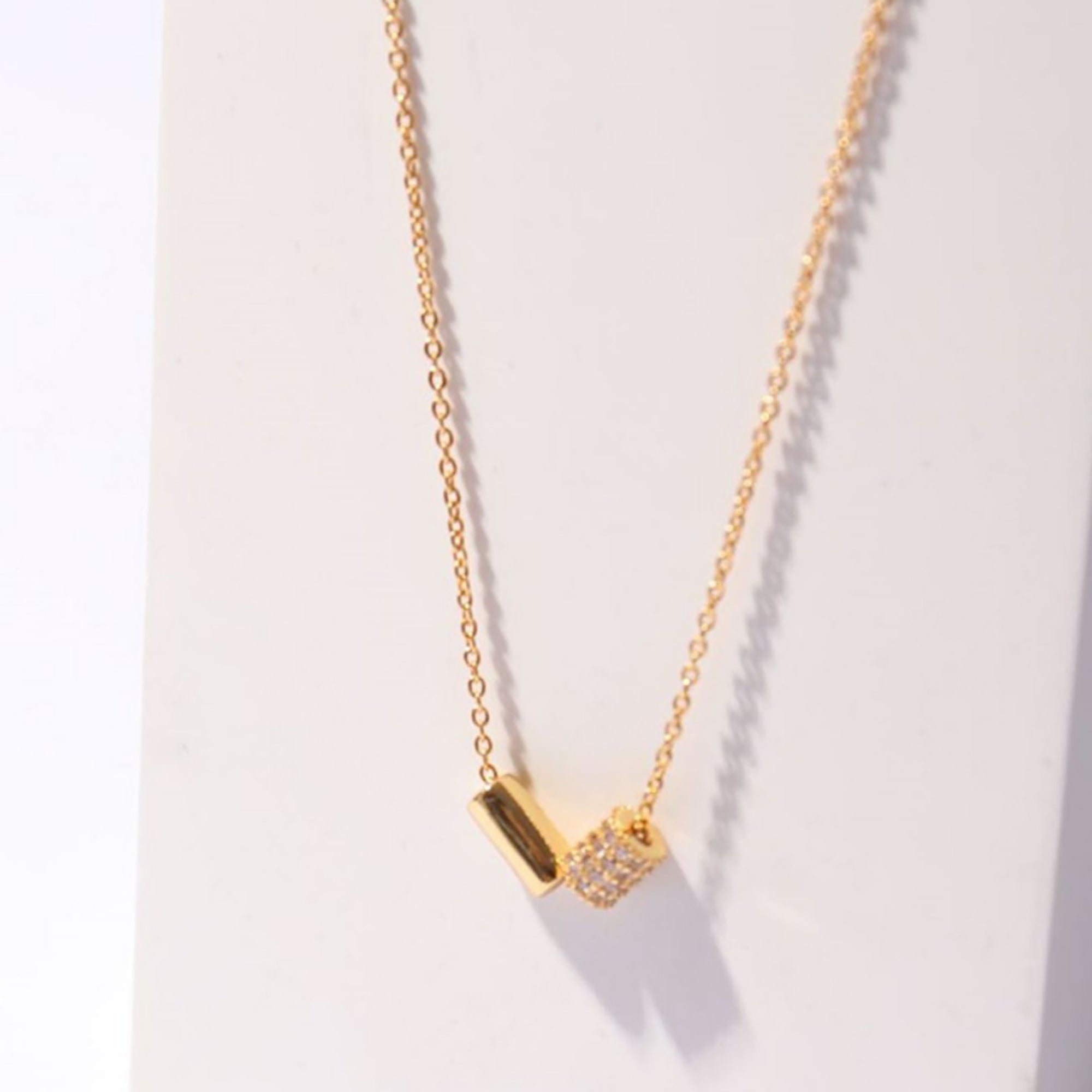 Gold Plated CZ Buckle Necklace Valentine Day Gift