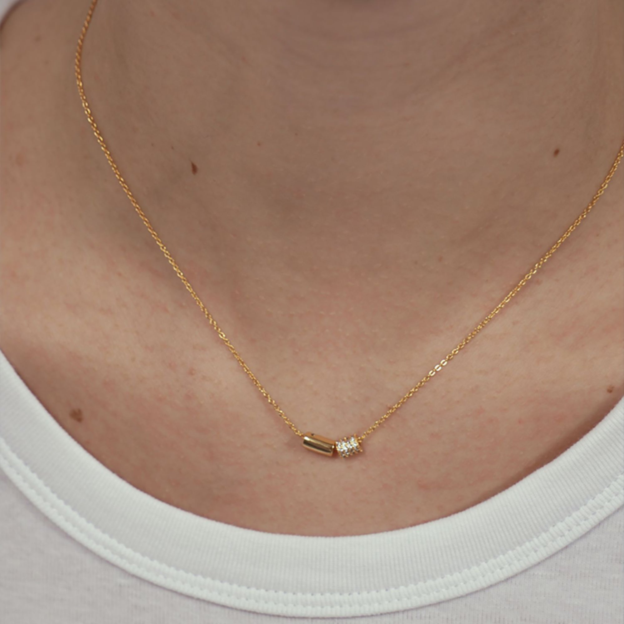 Gold Plated CZ Buckle Necklace Valentine Day Gift