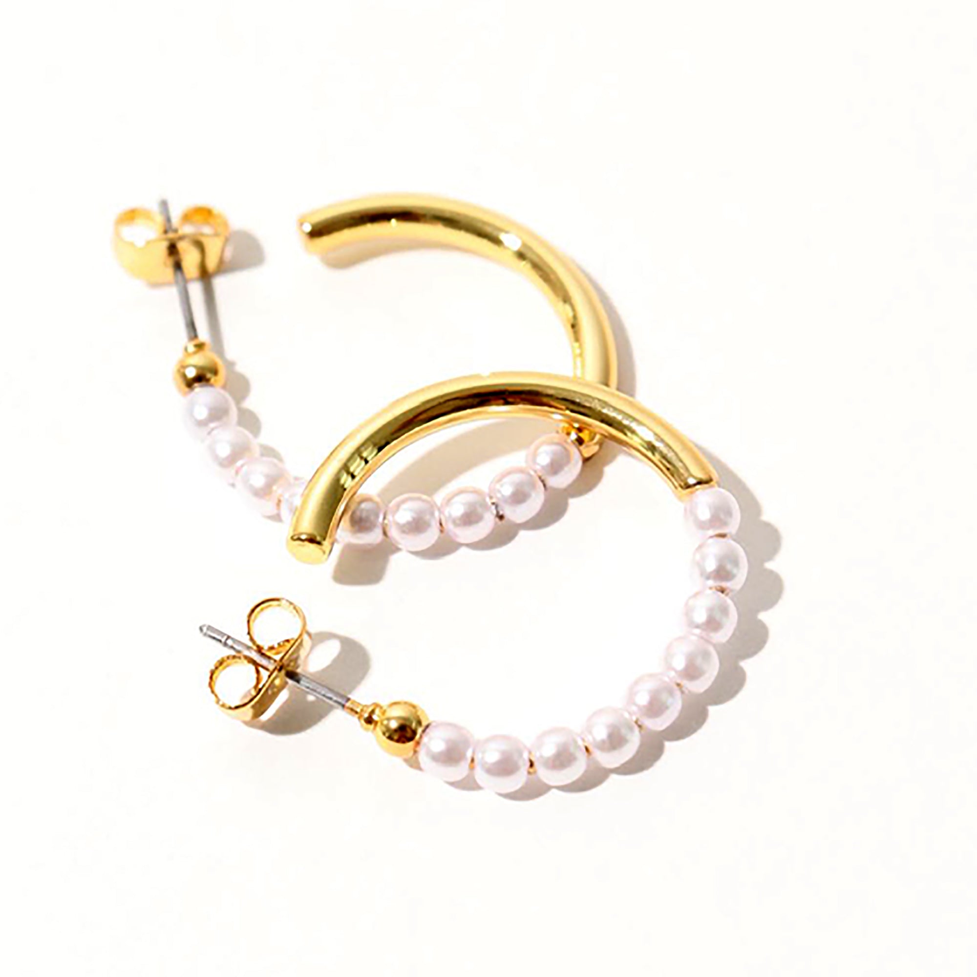 Gold Plated Pearl Hoop Earrings Valentine Day Gift