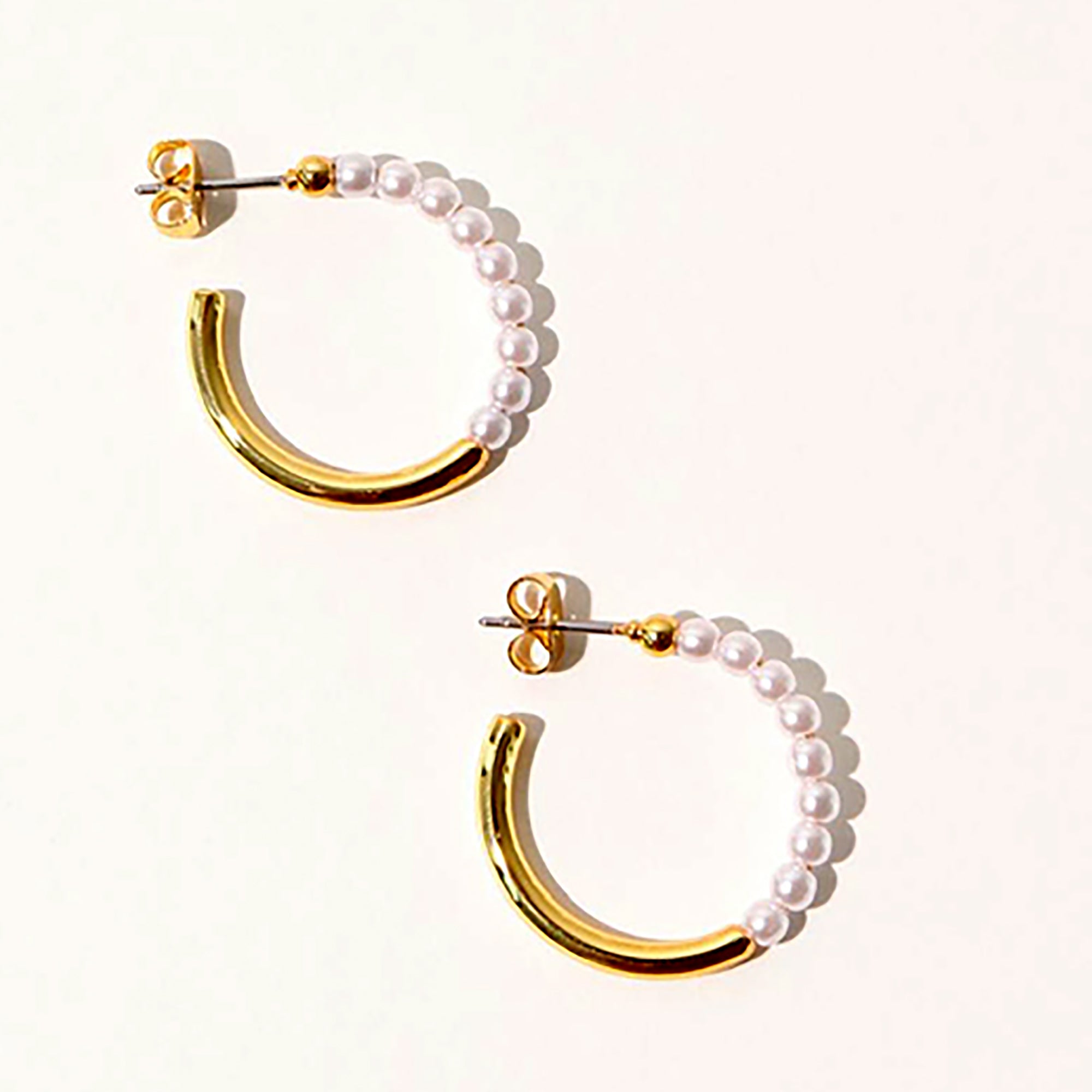 Gold Plated Pearl Hoop Earrings Valentine Day Gift