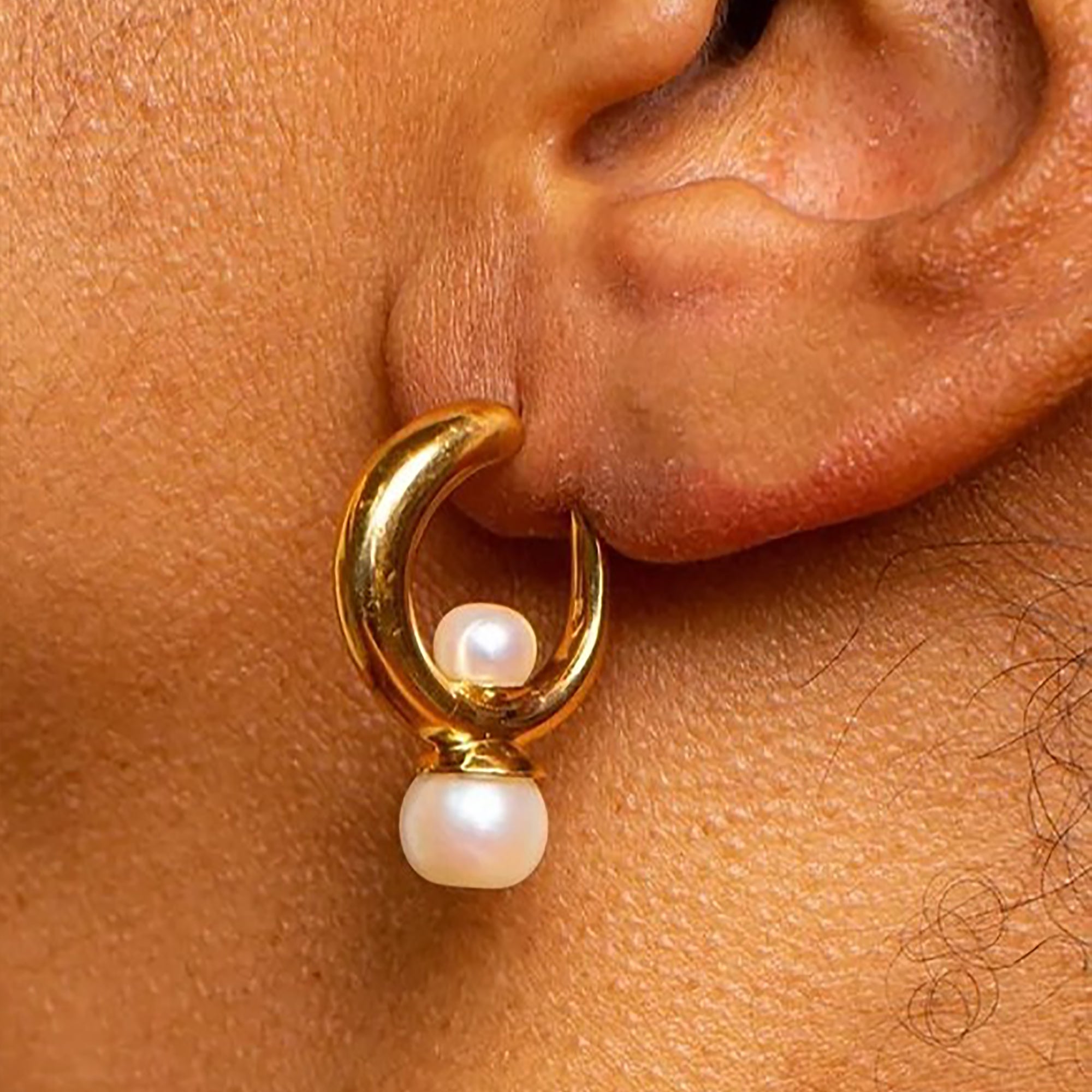 Gold Plated Pearl Hoop Earrings Valentine Day Gift