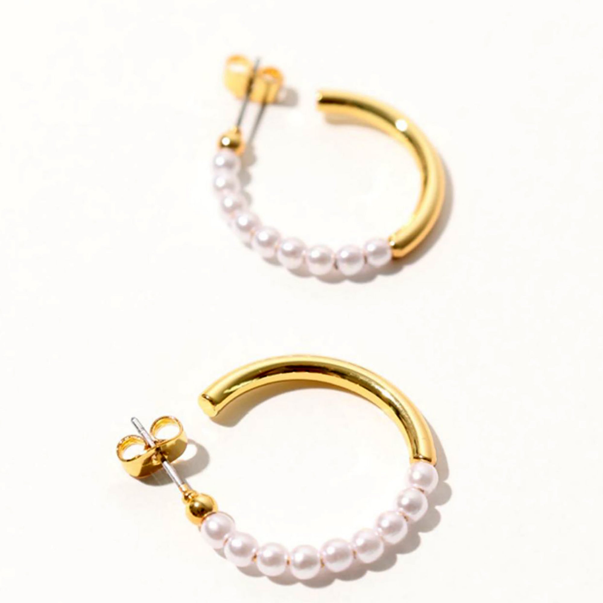 Gold Plated Pearl Hoop Earrings Valentine Day Gift