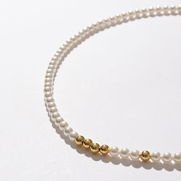 Pearl w/ Metal Ball Necklace Valentine Day Gift