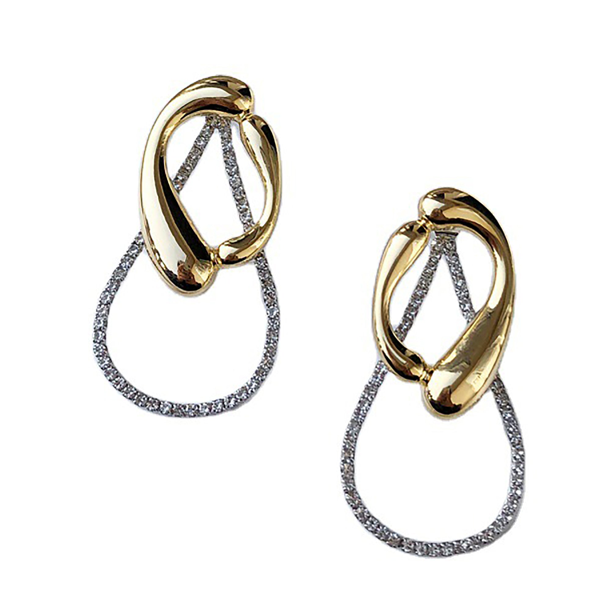 Gold Plated Hoop w/ CZ Designer Earrings Valentine Day Gift birthday party anniversary