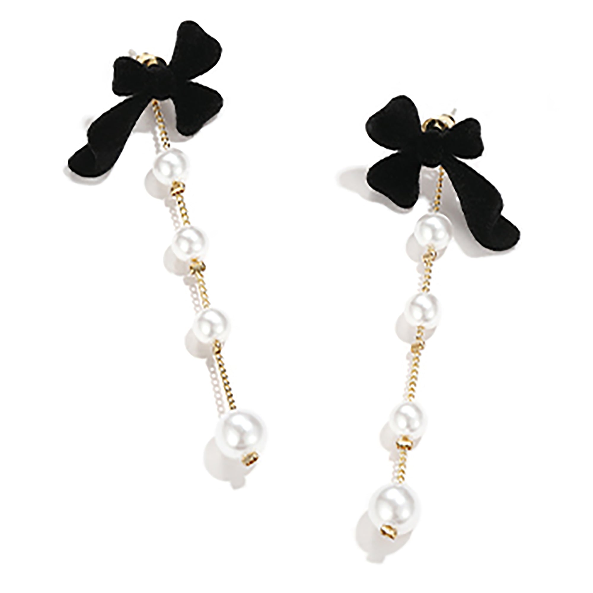 Ribbon Bow Pearl Link Earrings Valentine Day Gift birthday party anniversary