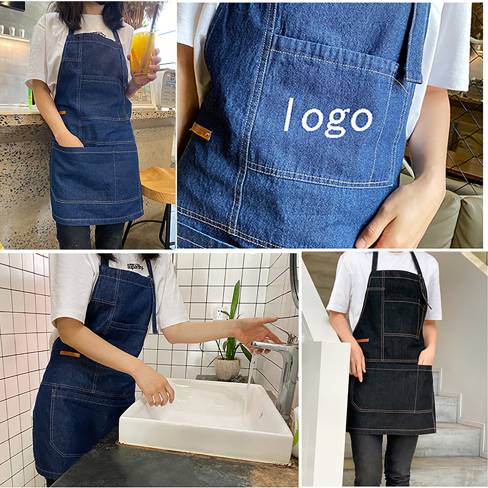 Unisex Waterproof Denim Uniform Apron