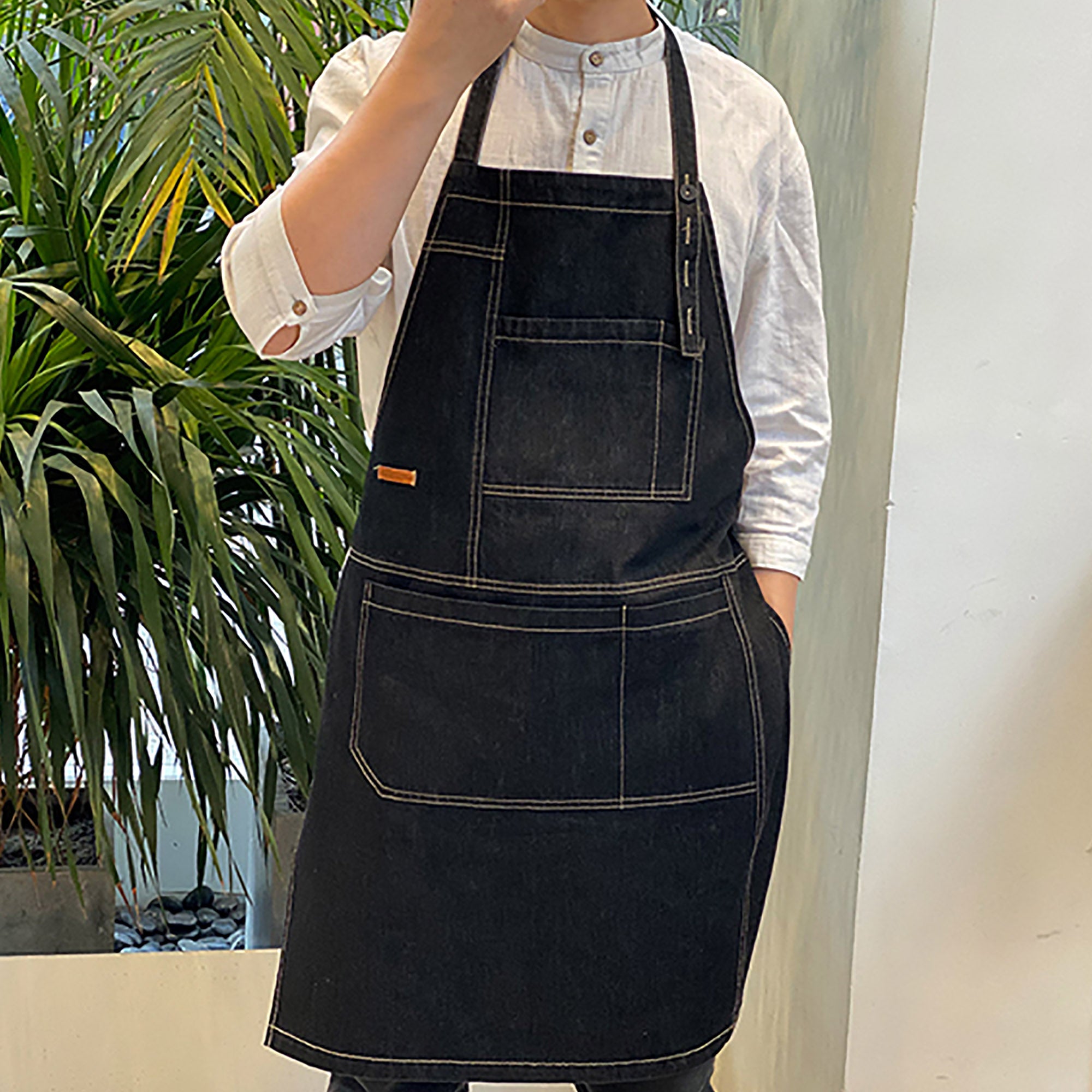 Unisex (2 Colors) Denim Halter-Neck Uniform Apron