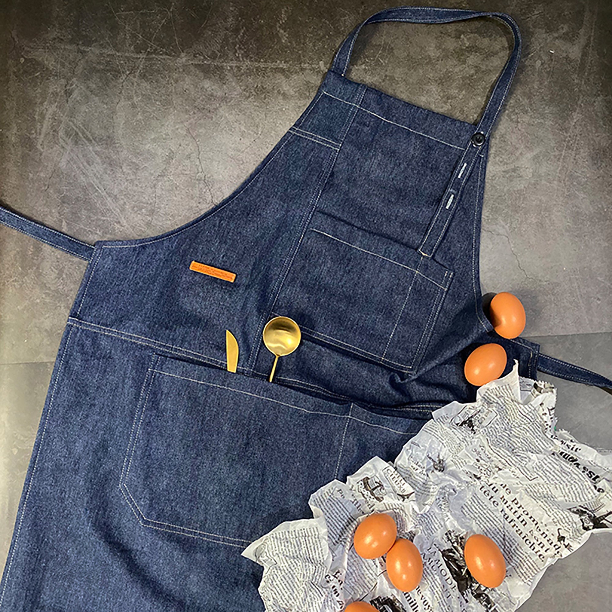 Unisex (2 Colors) Denim Halter-Neck Uniform Apron