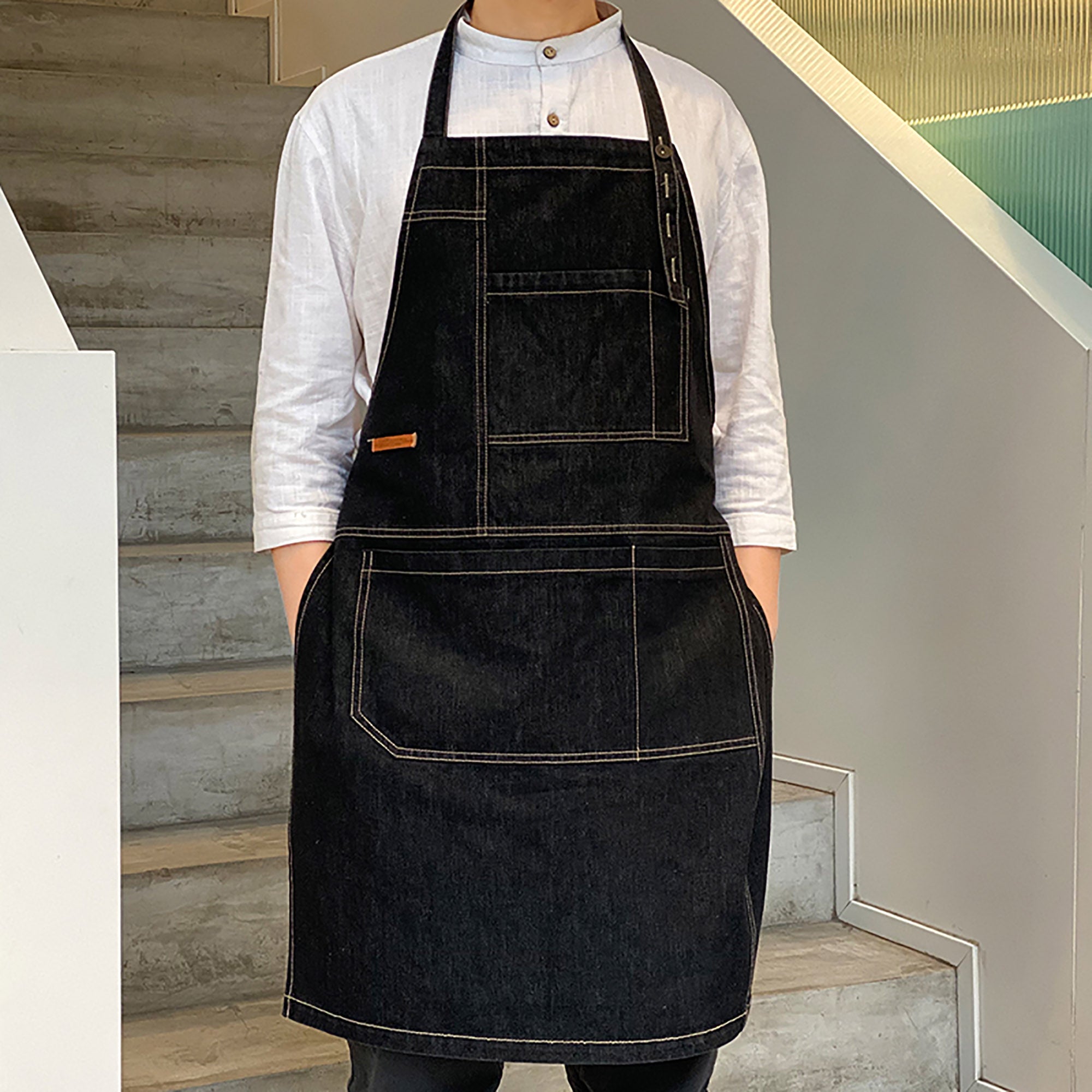 Unisex (2 Colors) Denim Halter-Neck Uniform Apron