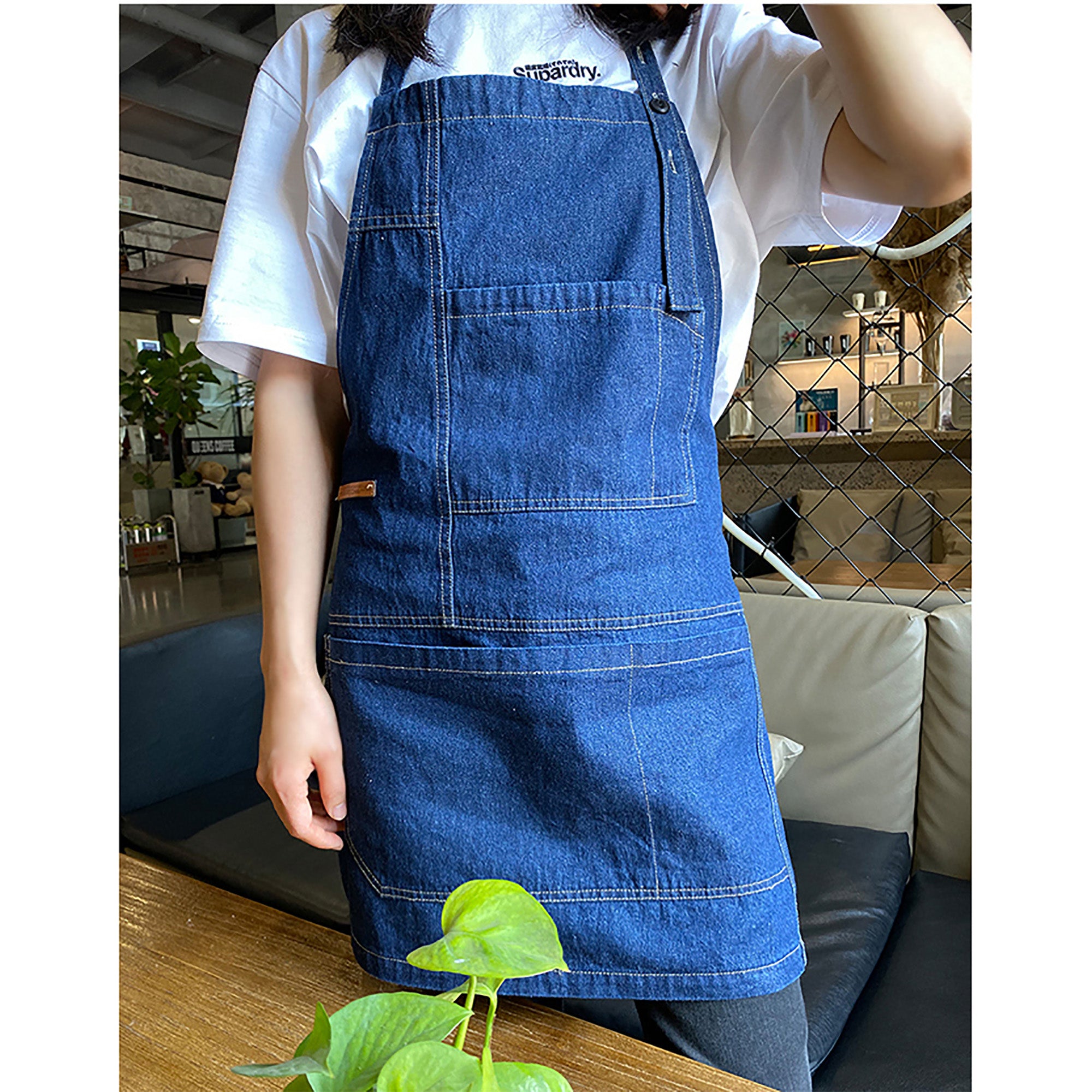 Unisex Waterproof Denim Uniform Apron