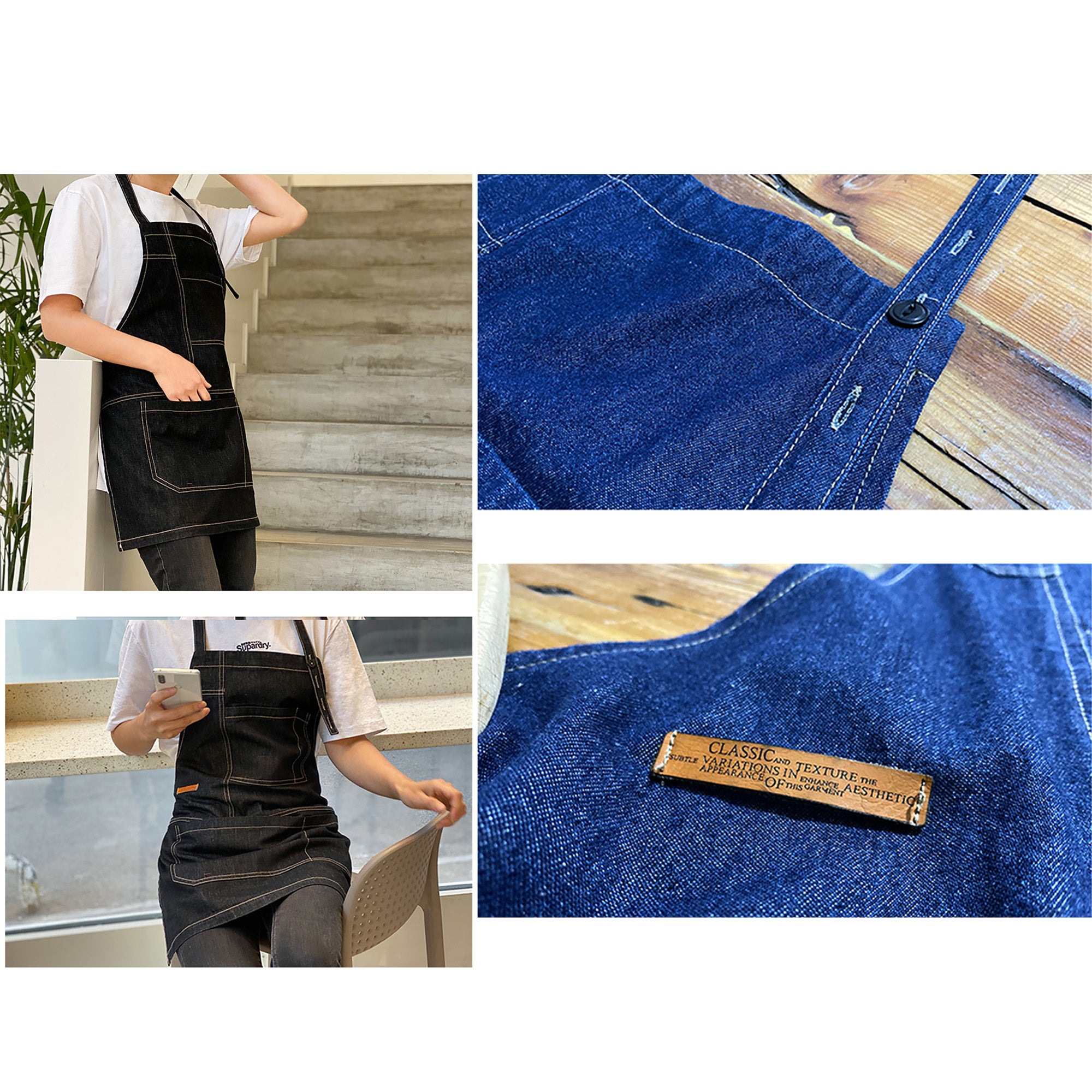 Unisex Waterproof Denim Uniform Apron