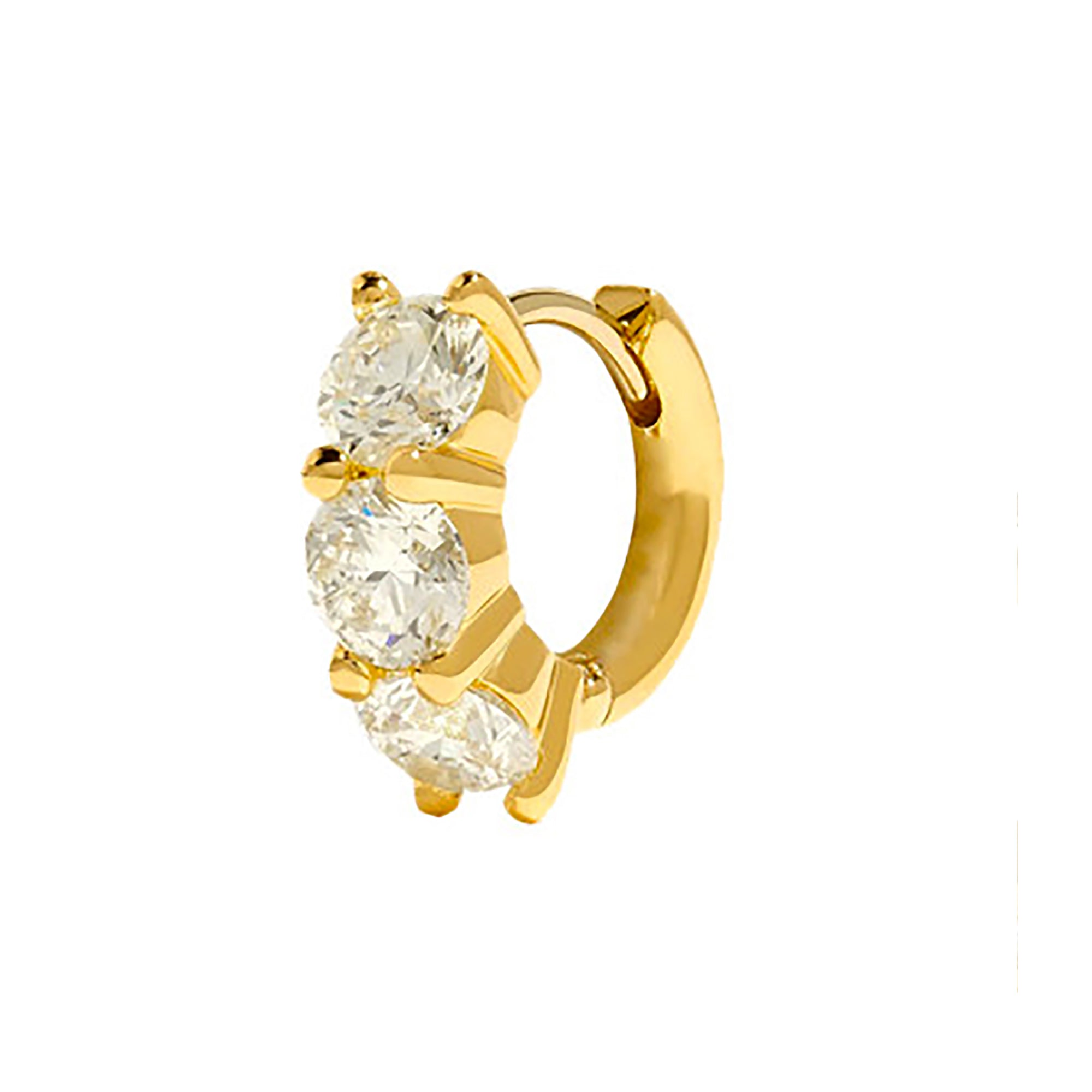 Gold Plated CZ Link Hoop Earrings