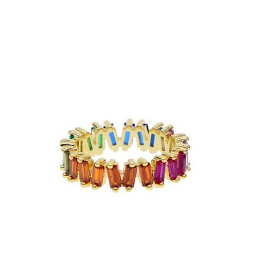 Colored CZ Baguette Band Ring