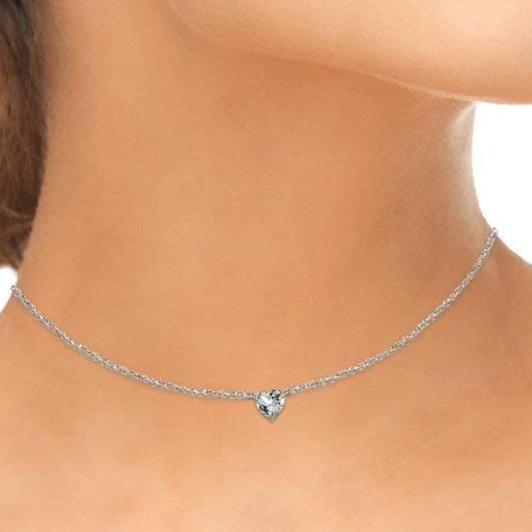 (6mm) Sterling Silver Birthstone Choker Necklace