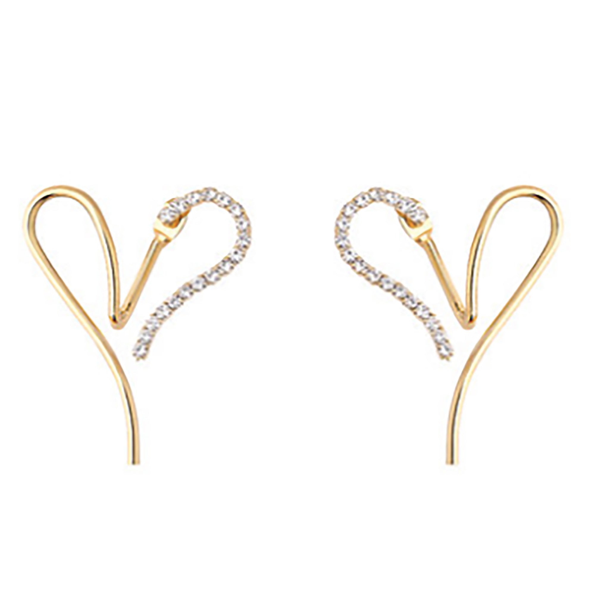 18K Gold Plated CZ Heart Double Side Earrings Gift wedding influencer styling KOL / Youtuber / Celebrity / Fashion Icon picked