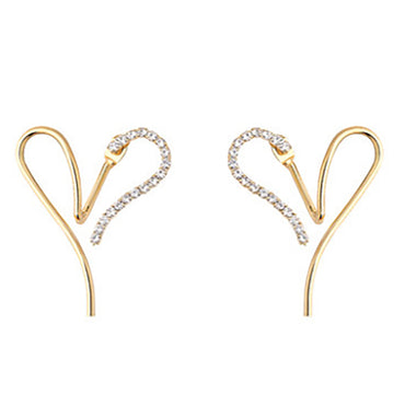 18K Gold Plated CZ Heart Double Side Earrings Gift wedding influencer styling KOL / Youtuber / Celebrity / Fashion Icon picked