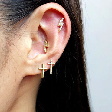 AnChus Gold Dipped Cross Stud Earrings