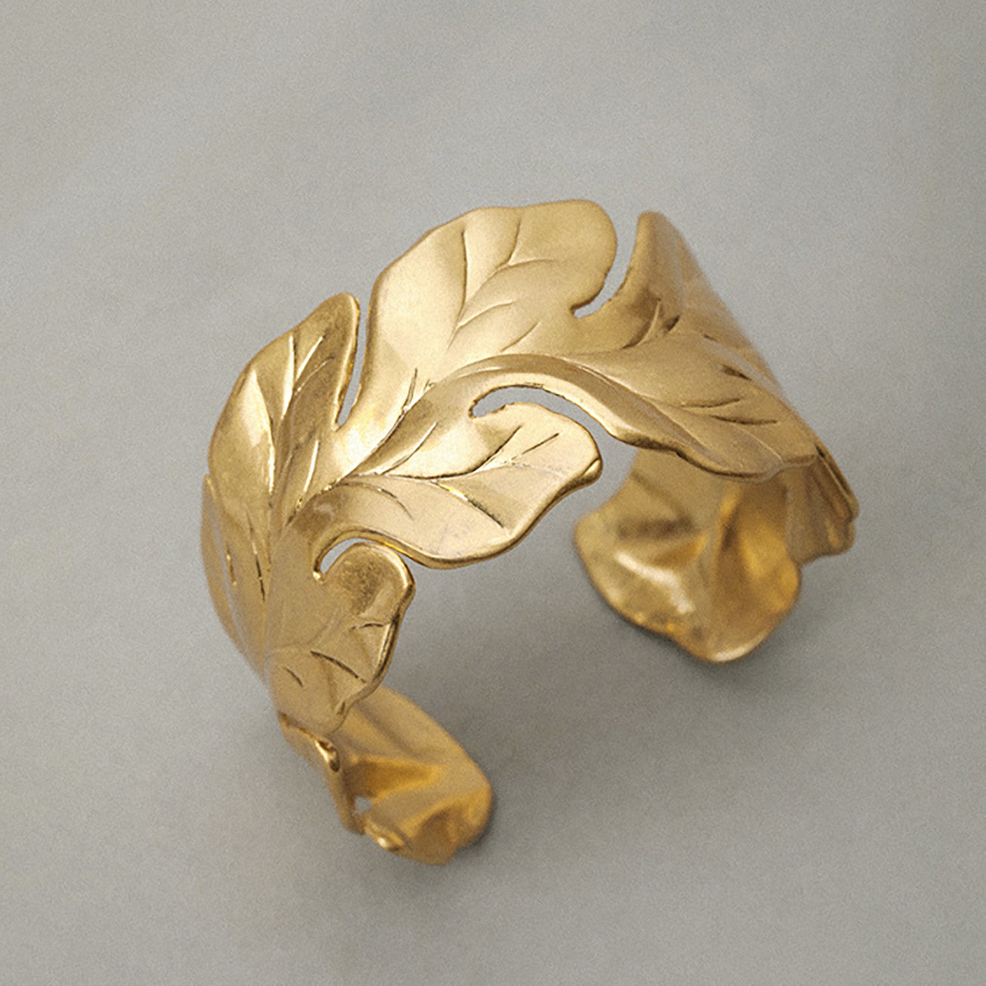 Gold Plated Leaf Cuff Bracelet Gift Wedding diamond Birthday Valentine Holiday Season KOL Influencer anniversay