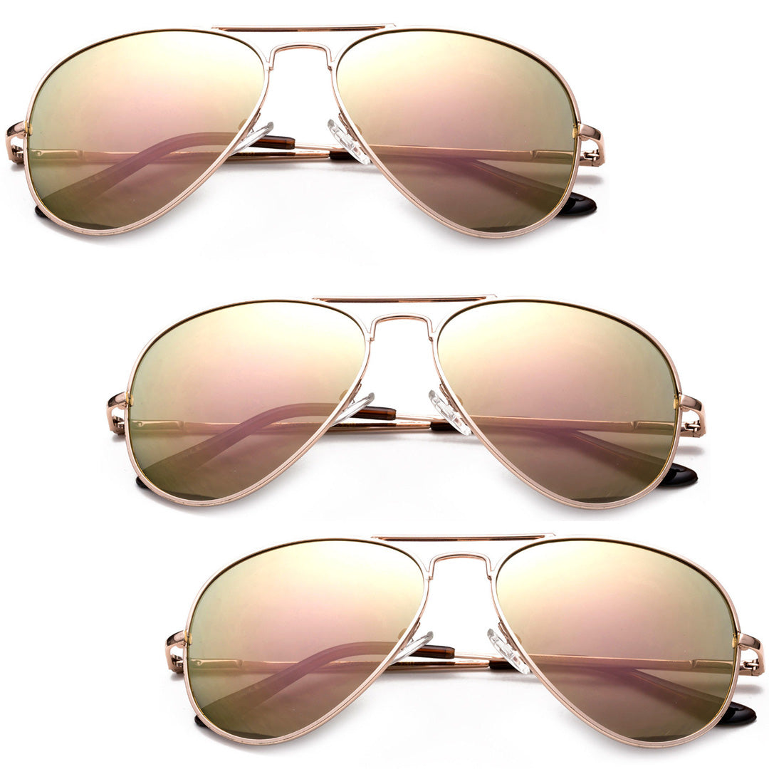 Oversized - 60mm Rose Pink Gold Aviator Sunglasses Classic Vintage Mirror Lens Glasses