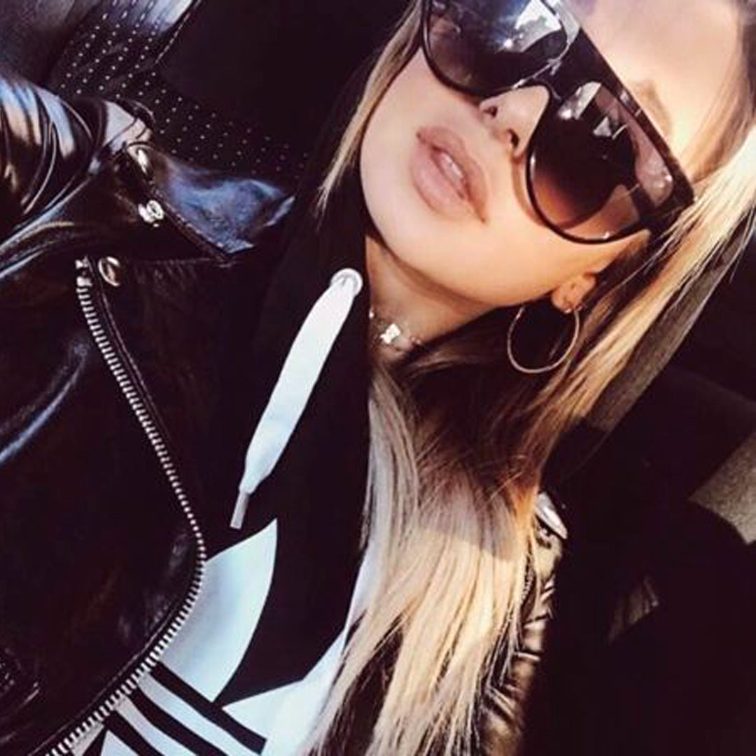 Oversized - 60mm Sunglasses SHADOW Thin Teardrop "BLACK" Oversized Flat Top Aviator Women KOLs