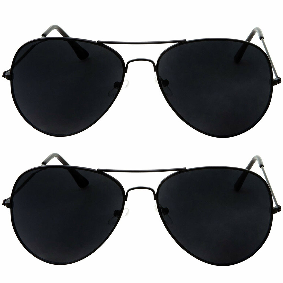 Oversized - 60mm Super Dark Lens Limo Tint Pilot Sunglasses - Men and Women Privacy Sunglasses