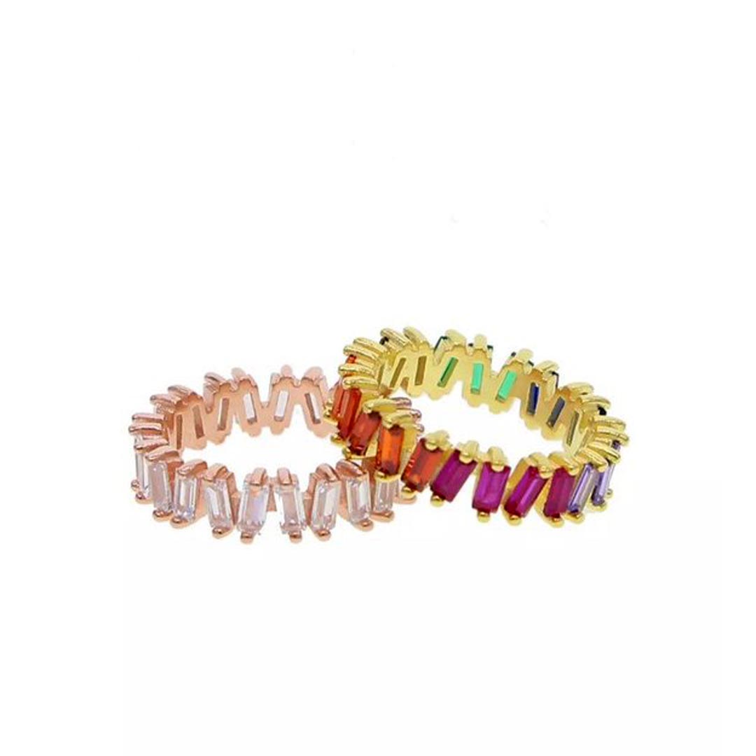 Colored CZ Baguette Band Ring