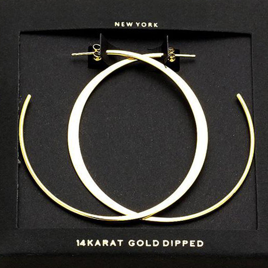 Gold Dipped Hoop Earrings - (2.25")