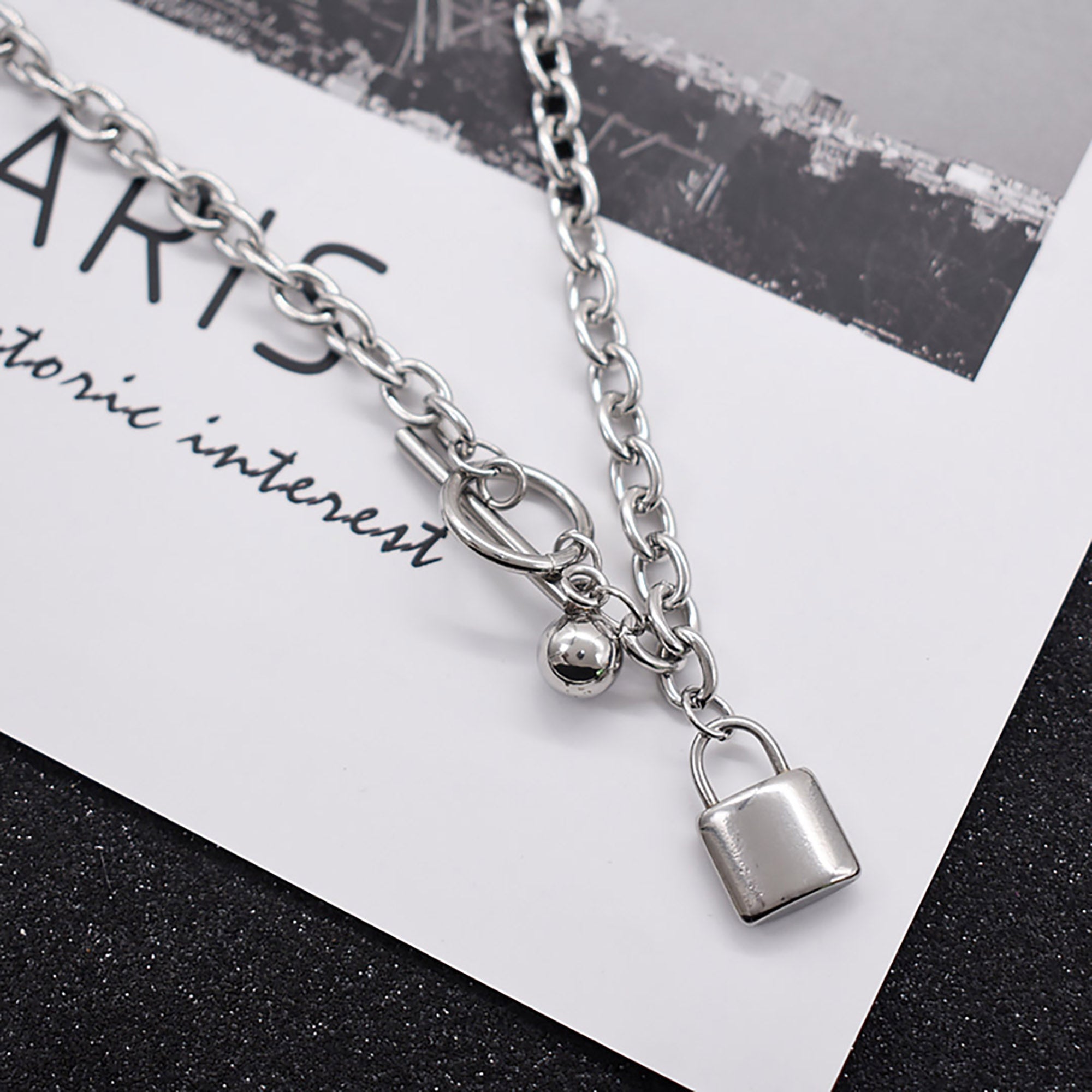 Stainless Steel 51cm Lock w/ Buckle Layered Necklace Valentine Day Gift KOL / Youtuber / Celebrity / Fashion Icon styling