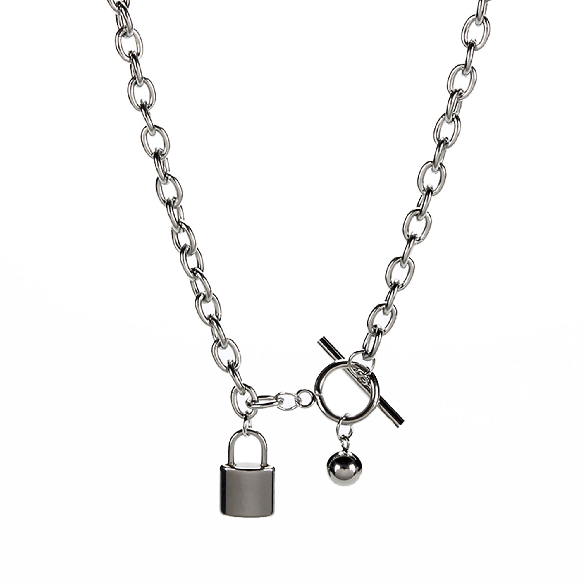 Stainless Steel 51cm Lock w/ Buckle Layered Necklace Valentine Day Gift KOL / Youtuber / Celebrity / Fashion Icon styling