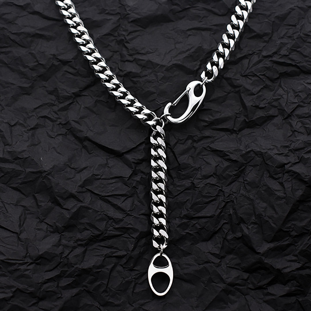 Stainless Steel 40cm Lock w/ Buckle Lariat Necklace Valentine Day Gift KOL / Youtuber / Celebrity / Fashion Icon styling